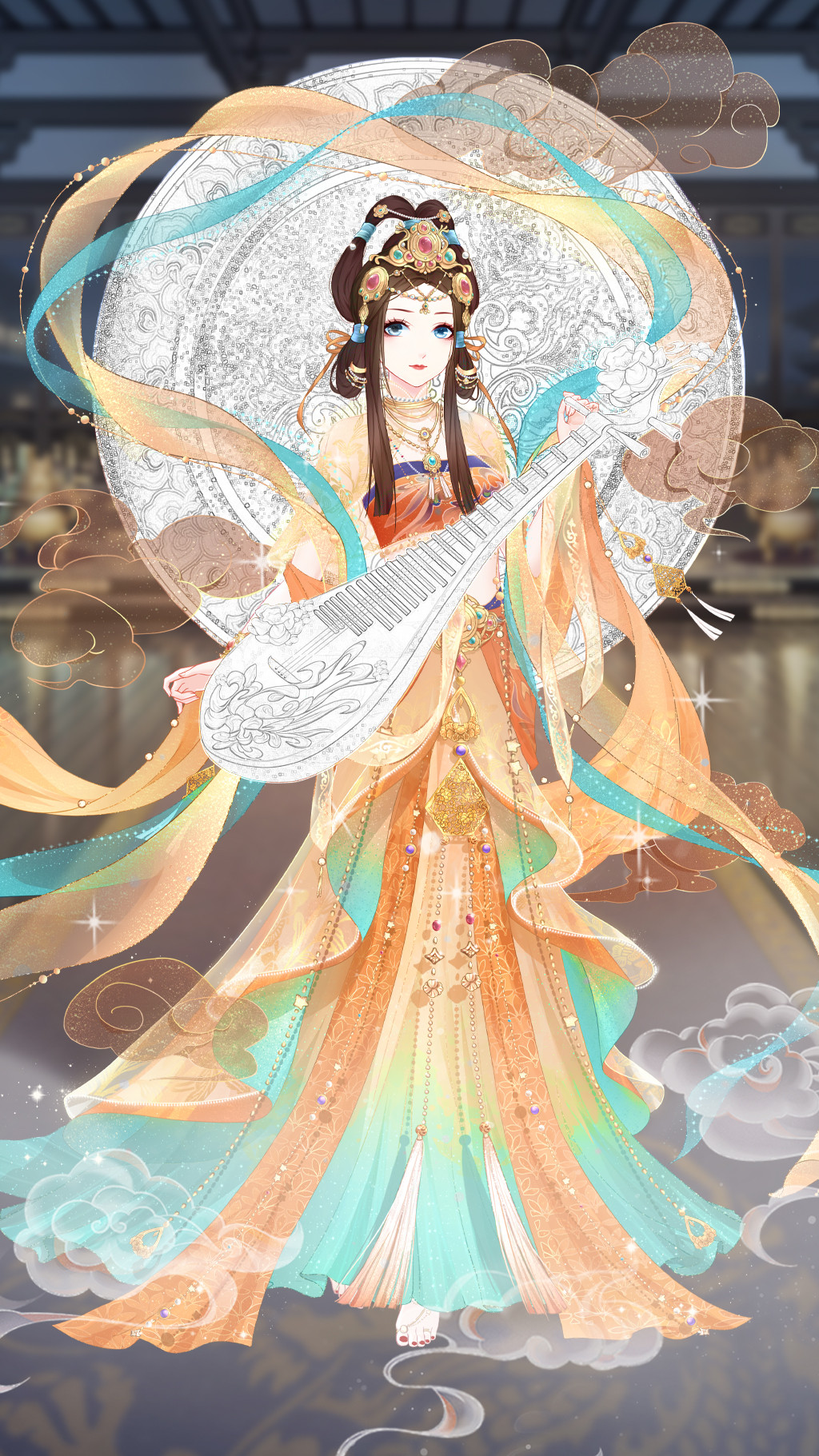 彩带飘扬的飞天华服全身原画